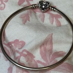 Pandora Moments Heart & Butterfly Sterling Silver Bangle Bracelet